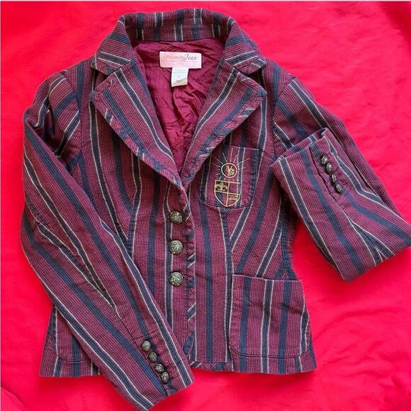 VTG London Jean Preppy Embroidered Jacket size 2 - Picture 1 of 7